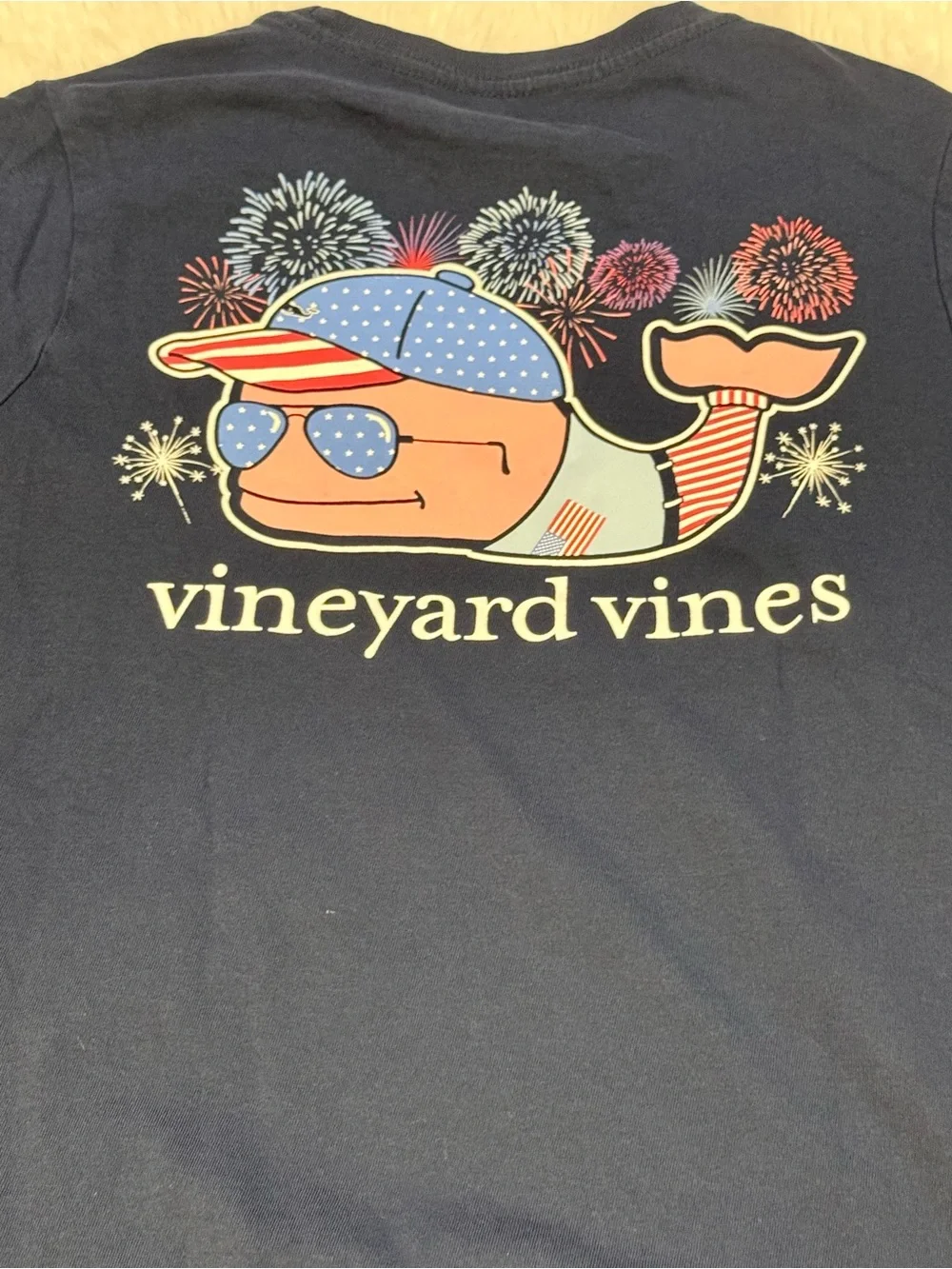 Vineyard Vines Navy Pocket Tee with Whale Graphic